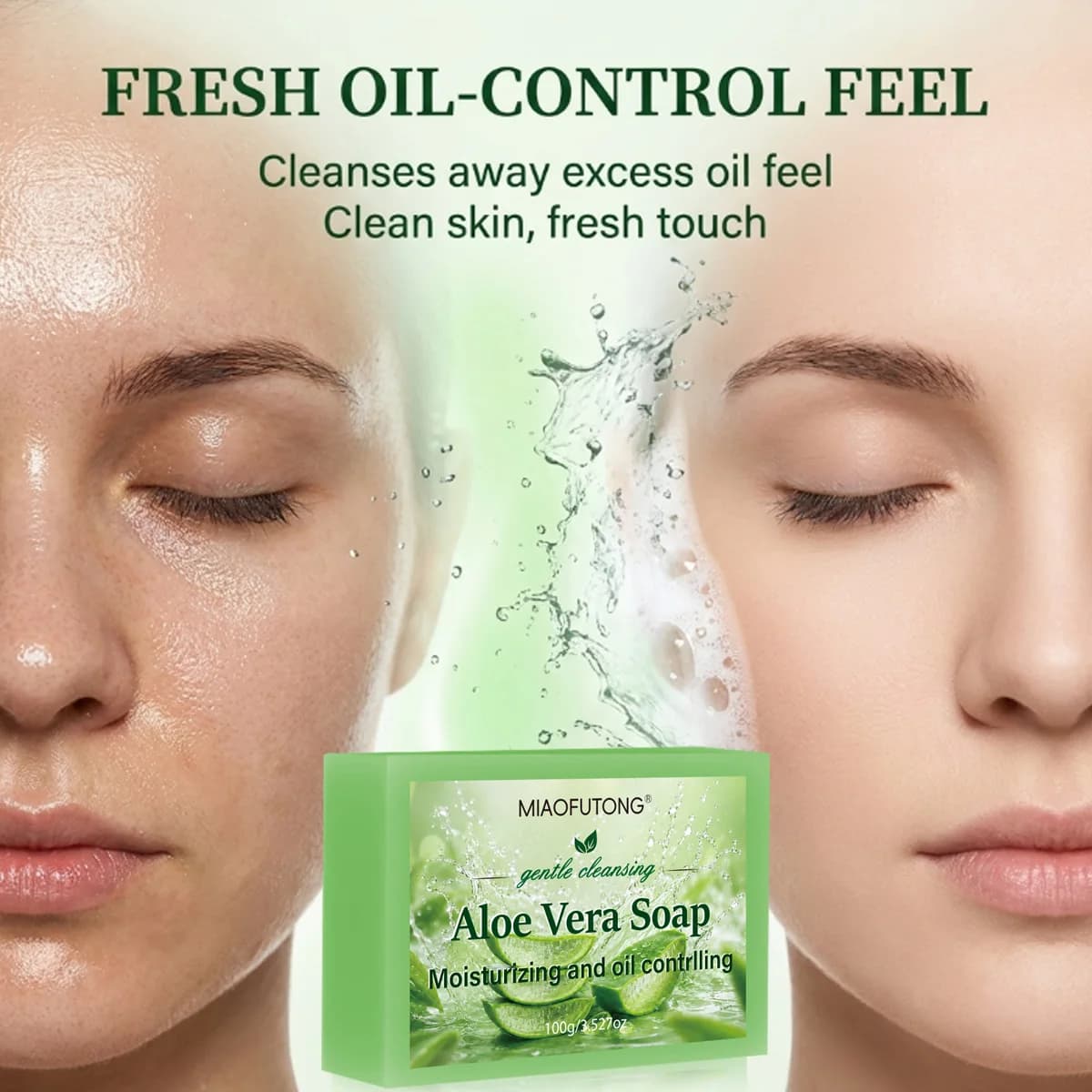 4 In 1 Aloe Vera Handmade Essential Oil Soap Moisturizing Cleansing Handmade Soaps Refreshing Soothing Redness Gentle Clean Face Body Bath Soap Natural Skin Care Washing Tools