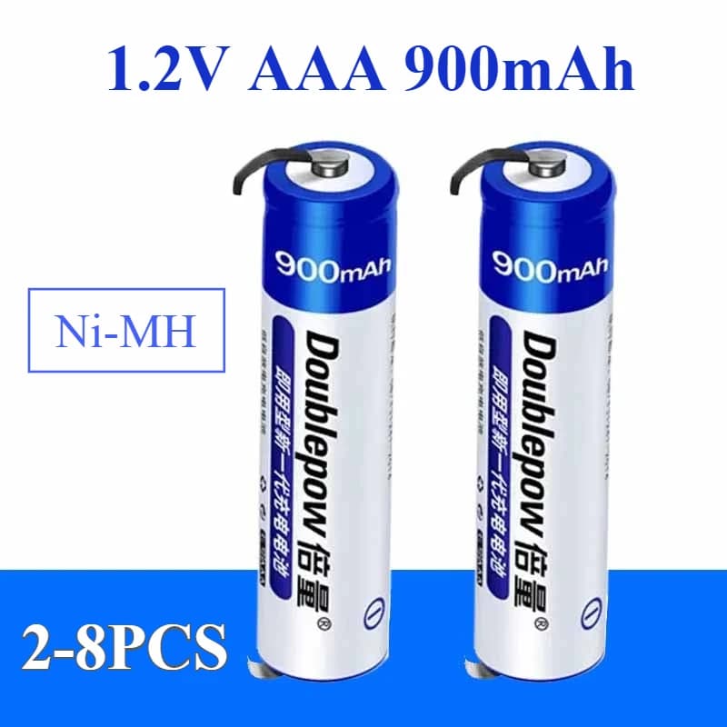 1.2 V AAA 900 mAh Rechargeable Ni-MH Batteries for Philips Flashlight Electric Shaver Toothbrush Razor Mouse Toy with Welding tabs