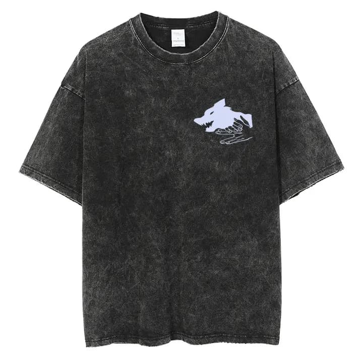 Men Streetwear Anime Graphic Print T-Shirt Summer Washed Black T Shirt Hip Hop Oversized Harajuku Tshirt Cotton Top Tee