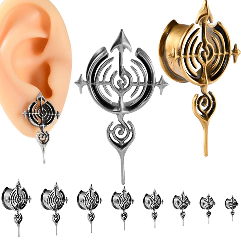 Frecce incrociate in rame Tunnel per piercing all'orecchio a spirale 6-25mm Punk a forma di U svasato Calibro per orecchio Espansione Tappi per piercing a sella rinforzati