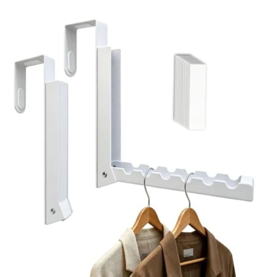 Over The Door Drying Rack, 2-Pack Foldable Door Hooks for Hanging Clothes Towels Robes Coats Bags, Door Hanger for Laundry Bath
