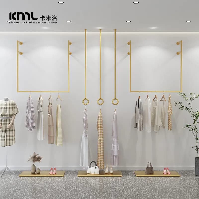 Exhibitor for clothing store, coat hangers for women's clothing, wall coat hangers, hangers on bar, wall coat hangers