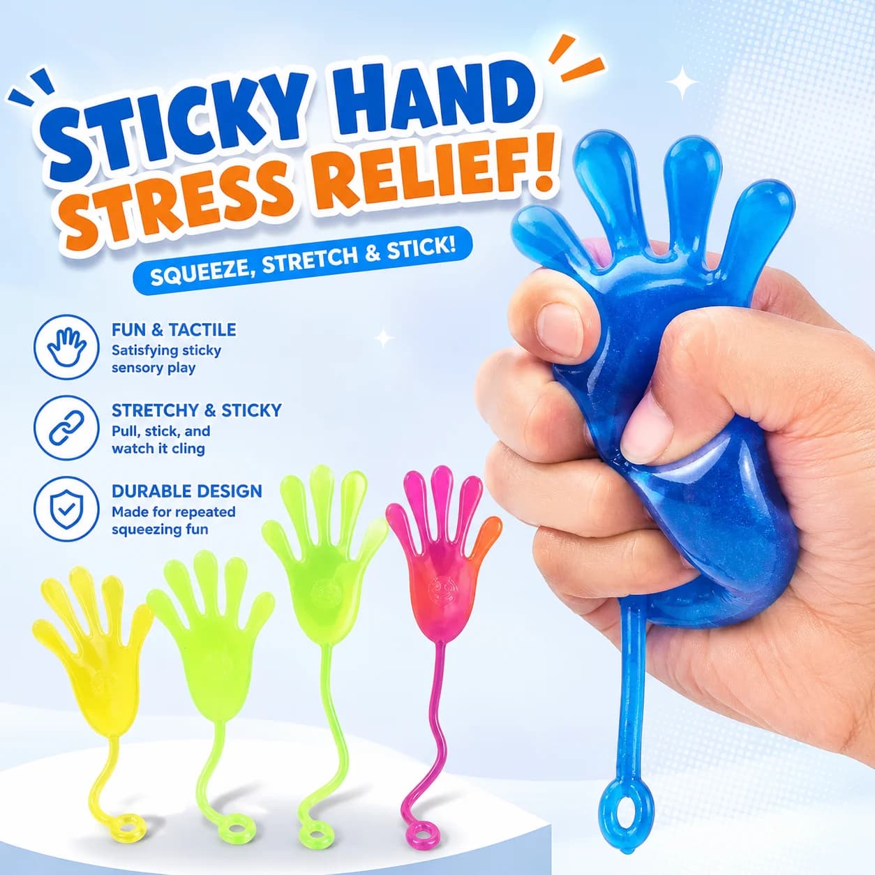 Funny Elastic Squishy Slap Palm Sticky Hands Toy Novelty Gift Party Game Birthday Educational Stress Relief Adult 5-50 Pcs