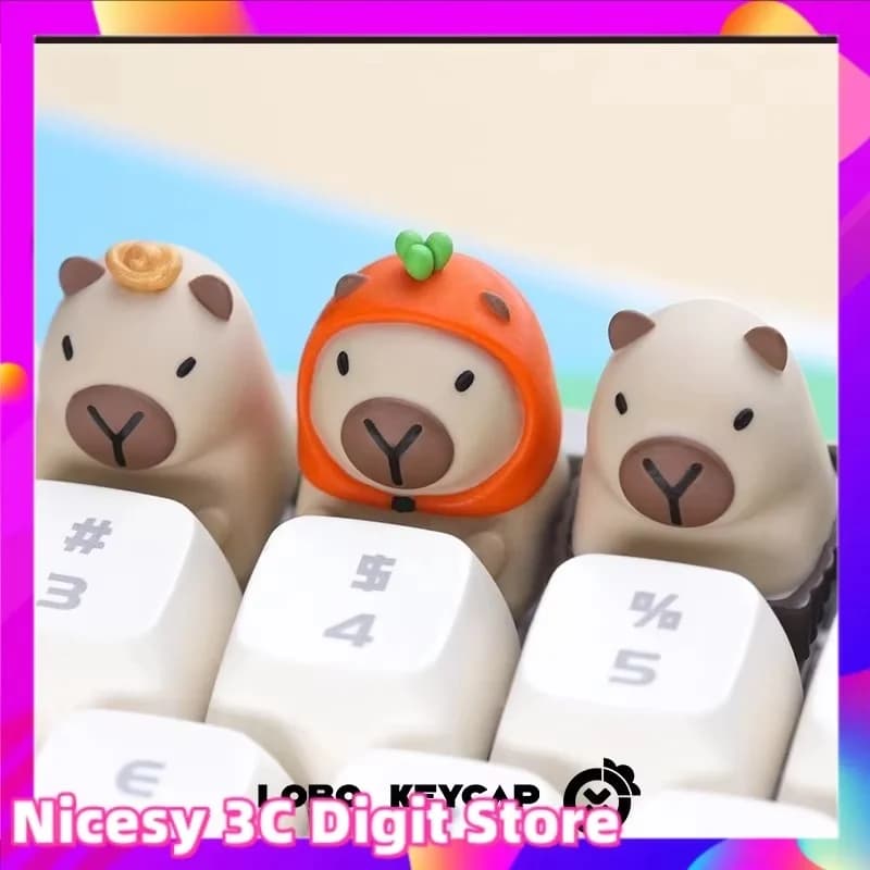Cute Capybara Keycap Mechanical Keyboard Resin Cherry 4r Profile Custom Cross Axis Keycap Cartoon Anime Gaming Collectibles Gift