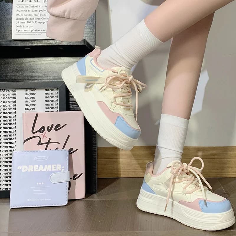 Zapatillas Autumn Women Skateboard Shoes Platform Casual Sneakers Fashion Breathabe Round-toe Vulcanized Shoes Women's Trainers
