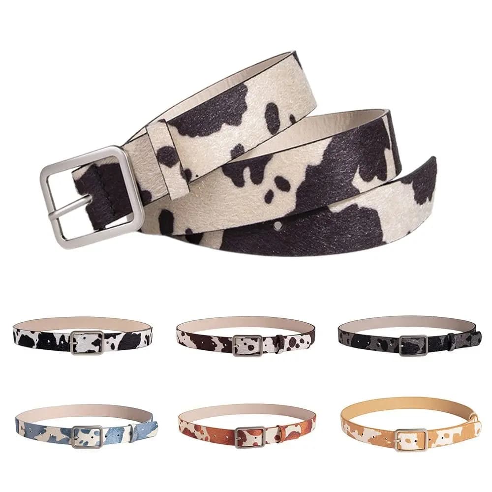 Cintura da Donna con Fibbia Quadrata Semplice e Strass Lucidi, Cinture Gotiche in Pelle PU, Cintura in Pelle Leopardata