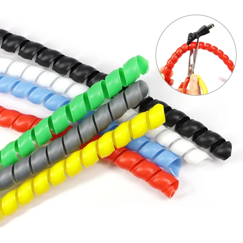 Tubo Avvolgente Colorato 8mm 10mm, Protezione per Cavi, Guaina Organizzatrice Flessibile a Spirale