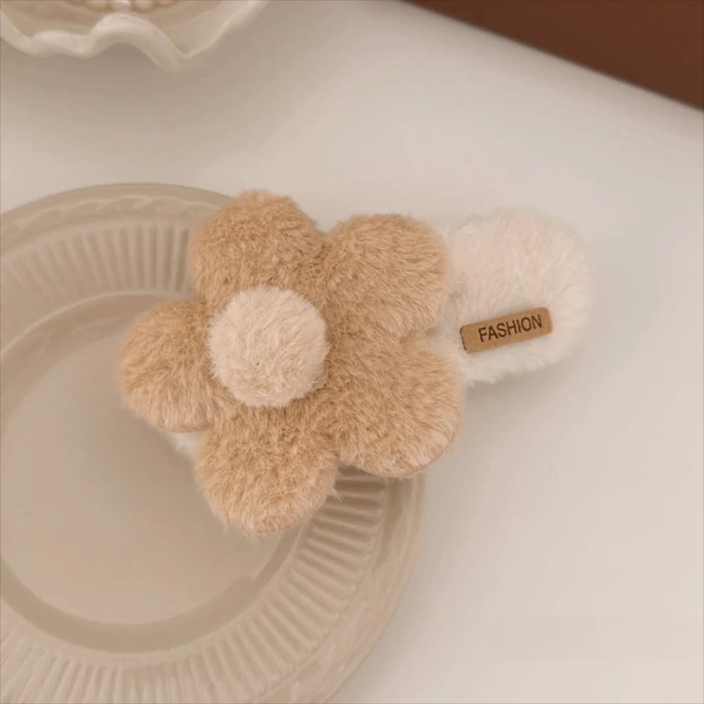 Flyaway Hair Sweet Flower Hair Clip Cute Fashion Headwear Accessories Large Soft Duckbill Clip Women