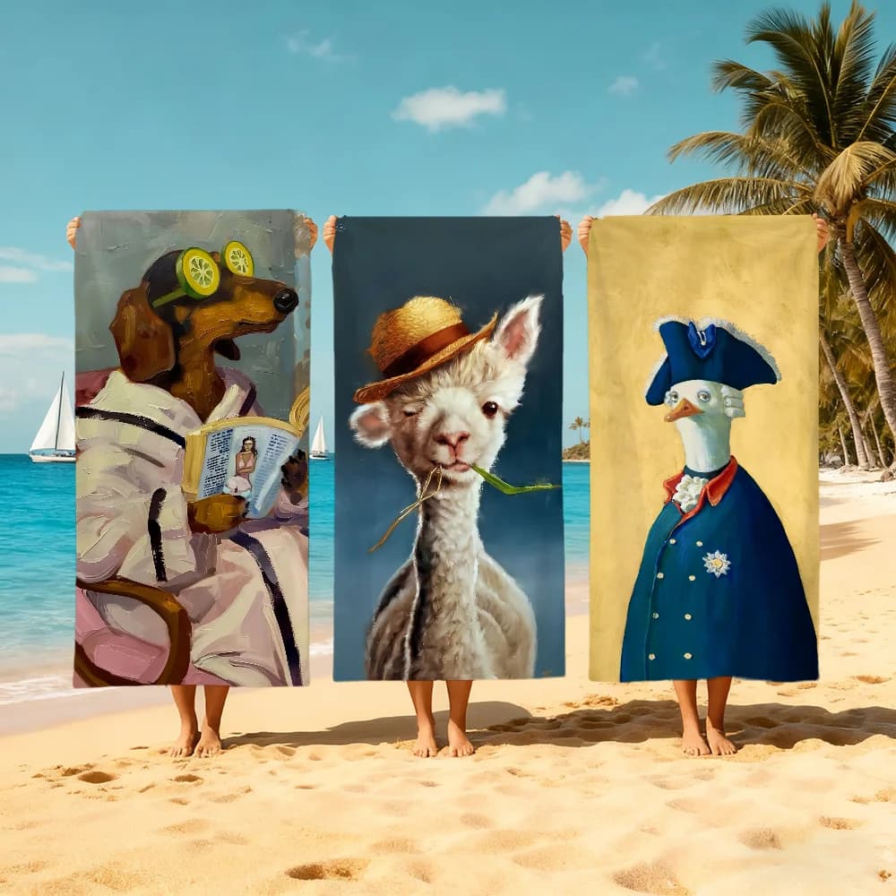Asciugamano da spiaggia con animali divertenti, ad asciugatura rapida, morbido, per piscina, regalo per viaggi, palestra, doccia, campeggio, sport