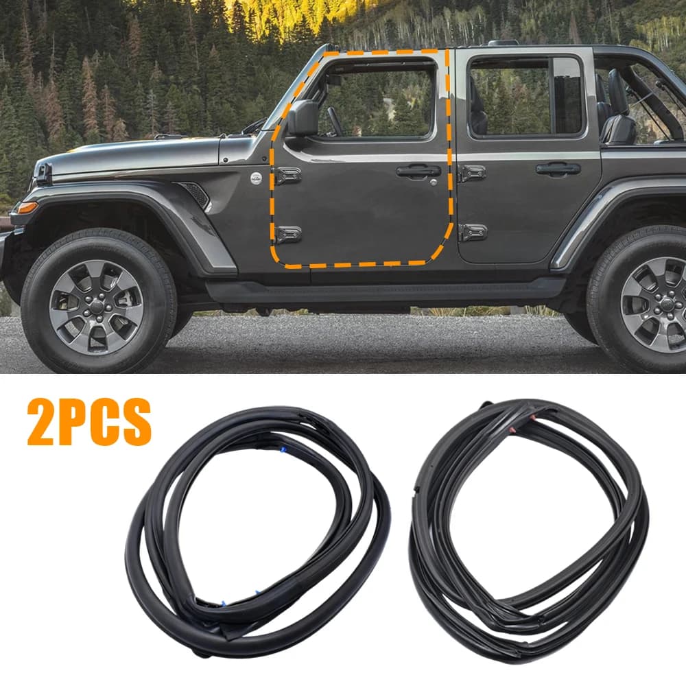2Pcs Front Door Weatherstrip Seal Waterproof Windproof Rubber Strip 55395274AW for Jeep Wrangler JK 2007-2018 Car Accessories