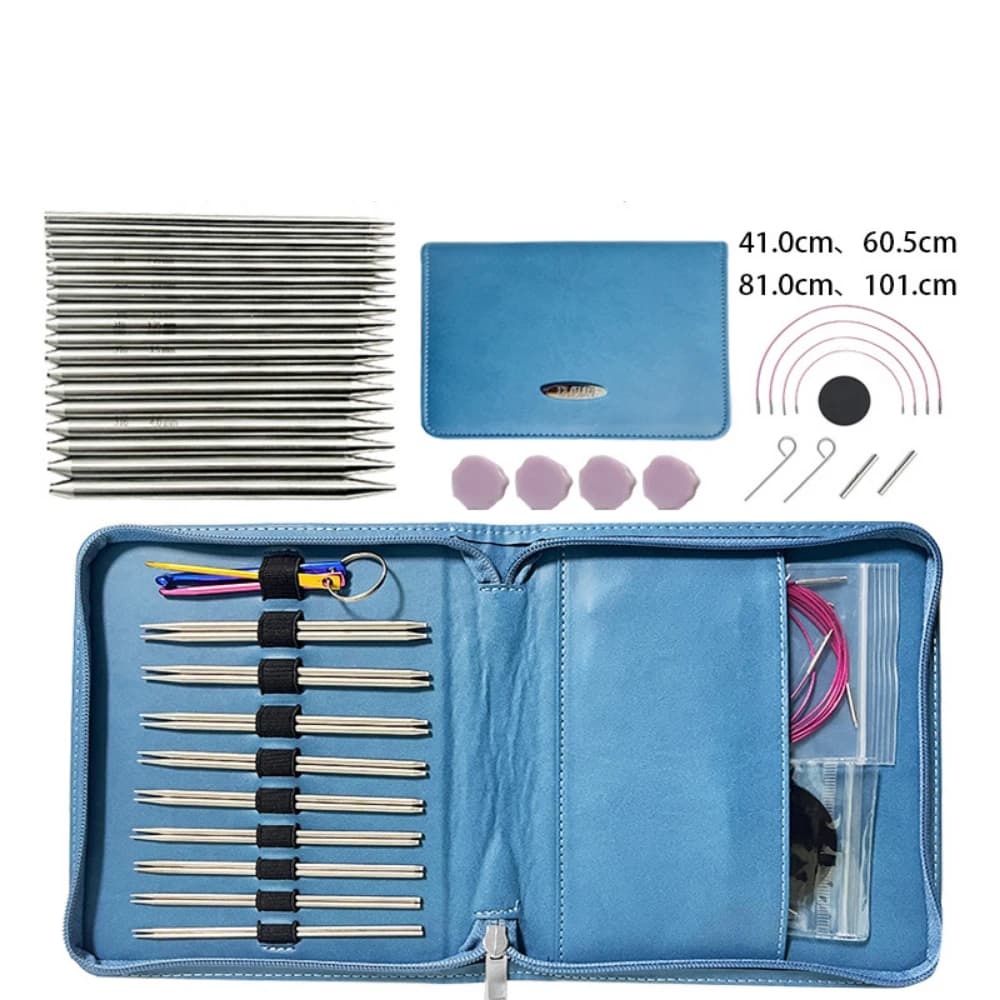 Set di ferri da maglia circolari con uncinetto in alluminio Set di ferri da maglia per tessitura artigianale fai-da-te Strumenti per punti da cucito Strumenti per maglieria con aghi all'uncinetto
