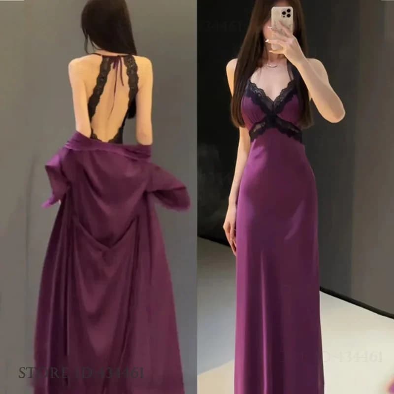 Night Shirt and sexy women's gown Set Long Kimono Bathrobe Dress Spring Summer New night dresses Home dress Night shirt without back in satin Lingerie