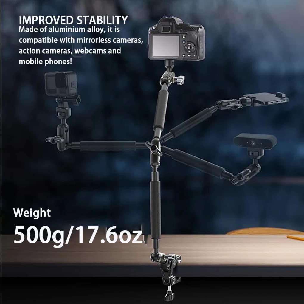Adjustable Magic Arm for Table Films with Crab Clamp Kit Cameras for Smartphone Cameras Desktop Kits for Live Vlog Videos