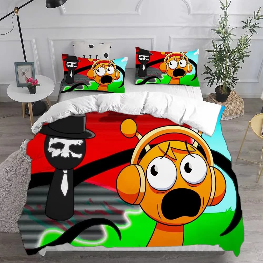 Sprunki Copripiumino Gioco Anime Federa Set di biancheria da letto Adulto Ragazzo Ragazza Decorazione camera da letto Regalo Singolo Doppio Dimensioni