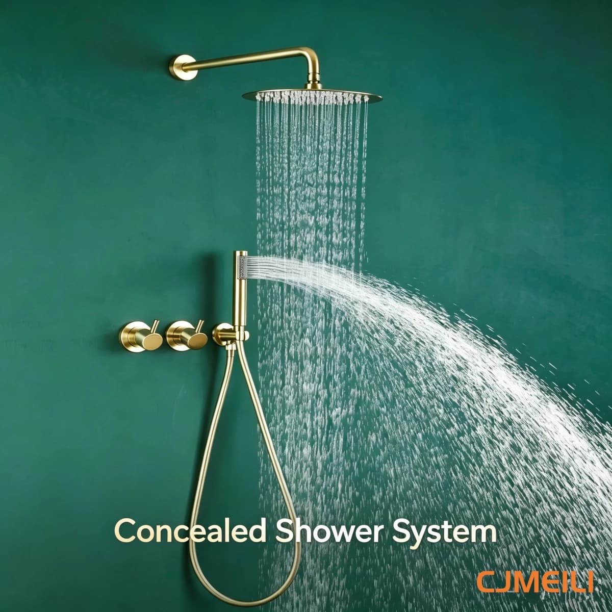 Brushed Gold Concealed Shower System Brass Valve 10/12 Inch Rain Shower Head Wall Mount Bathroom Shower Mixer Set