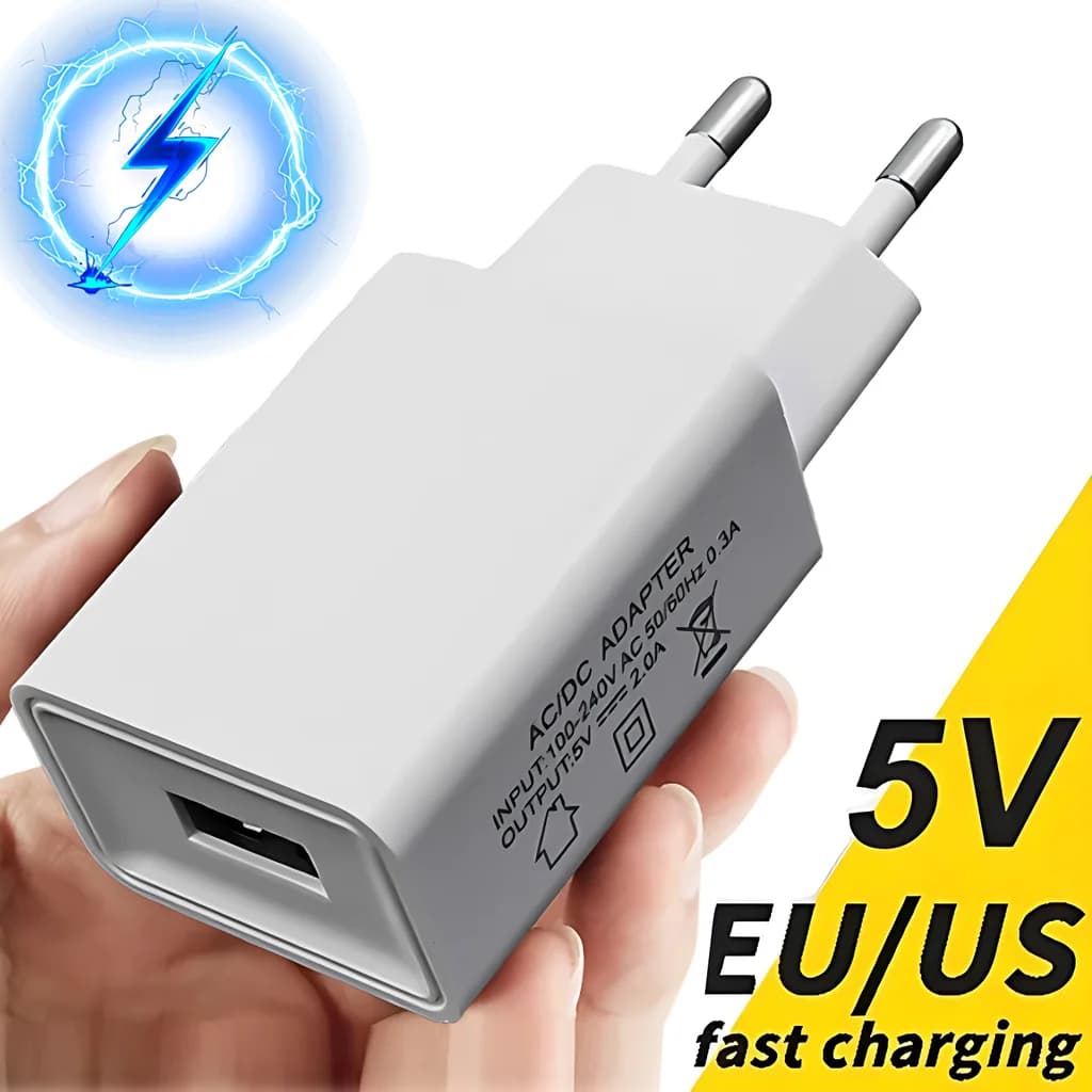 Adattatore da muro per caricabatterie rapido 5V 2A per IPhone 15 14 13 Samsung Galaxy Xiaomi Caricatore rapido QC3.0 Spina USB Caricatore da viaggio UE USA