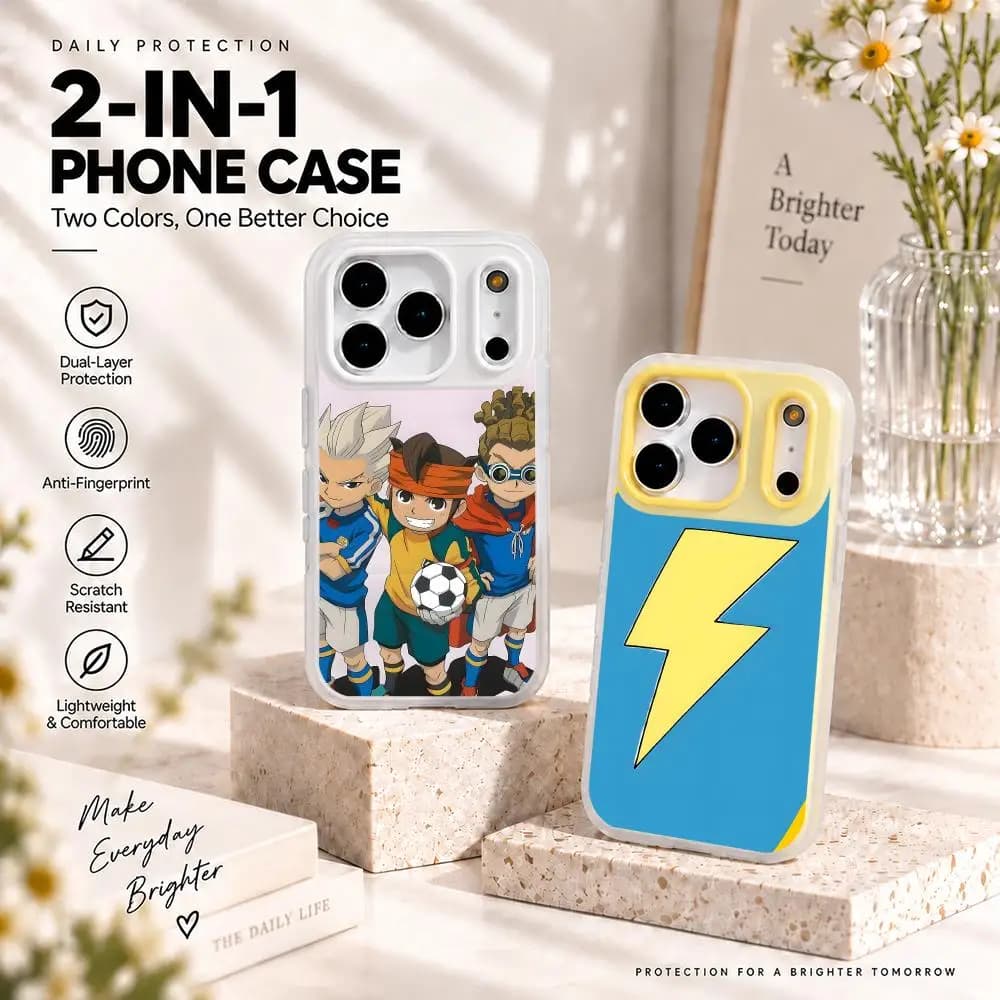 Inazuma Eleven Phone Case 2 in 1 Matte Case for iPhone 18 17 16 15 14 Pro Max Shockproof Slim Cover