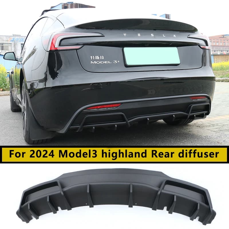 For Tesla 2024 Model3 Highland Body Kit Carbon Fiber Model Rear Diffuser Rear Lip Overlay Type Appearance Car Accessories
