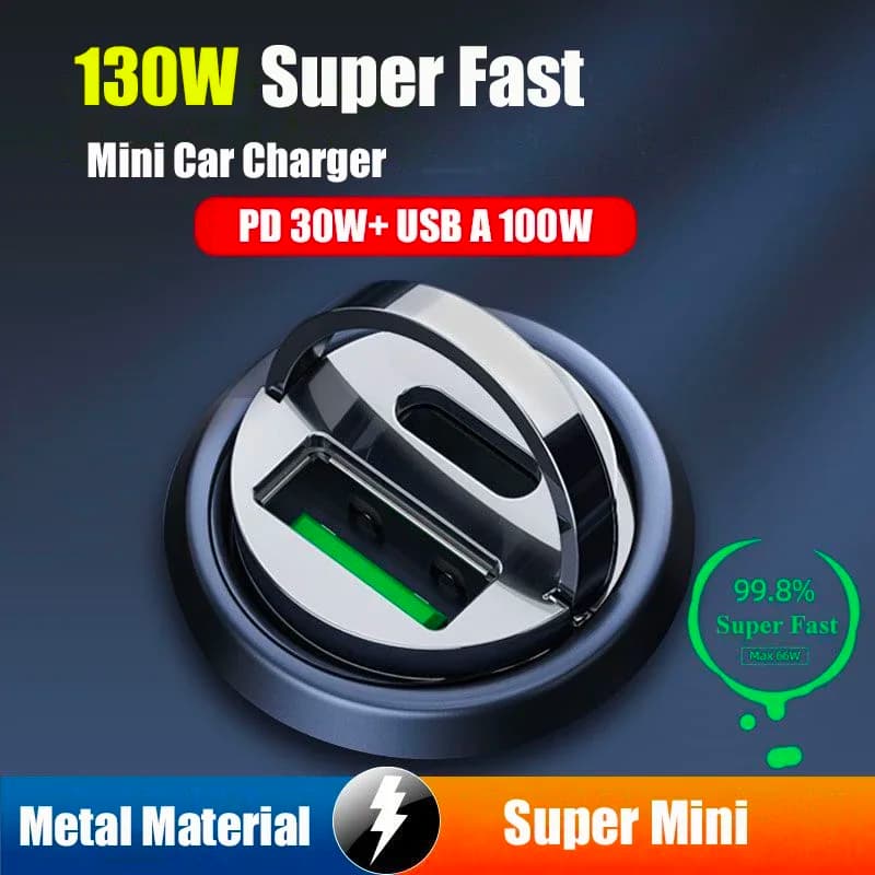 UYUXIO Mini USB C Adattatore per caricabatteria da auto 2 in 1 Ricarica super veloce in auto per iPhone 16 15 14 Pro Max Samsung iPad Telefono Android