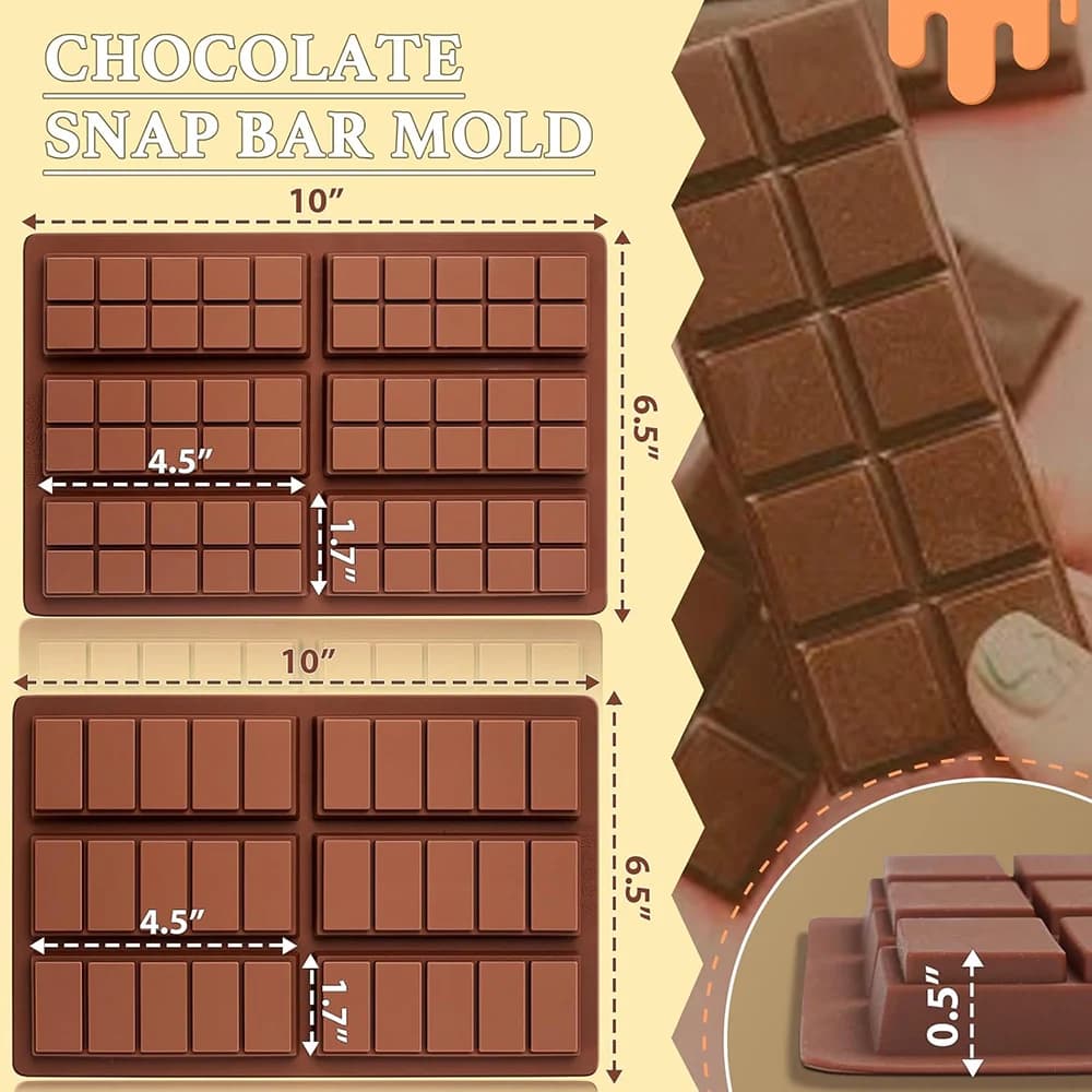 Stampi per tavolette di cioccolato Stampi profondi a scatto in silicone per il riempimento di barre di proteine energetiche per caramelle di cera di Dubai, regalo fatto a mano antiaderente per uso alimentare