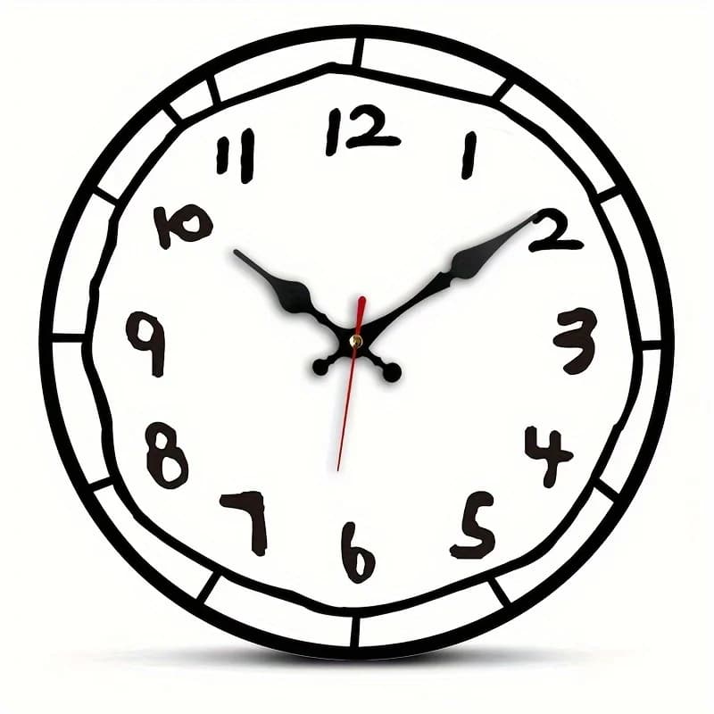Modern Silent Quartz Wall Clock - Large Number Display, Wooden Round Design for Bedroom, Living Room, Office, Kitchen, Bathroom - Battery Operated (AA), No Battery Included