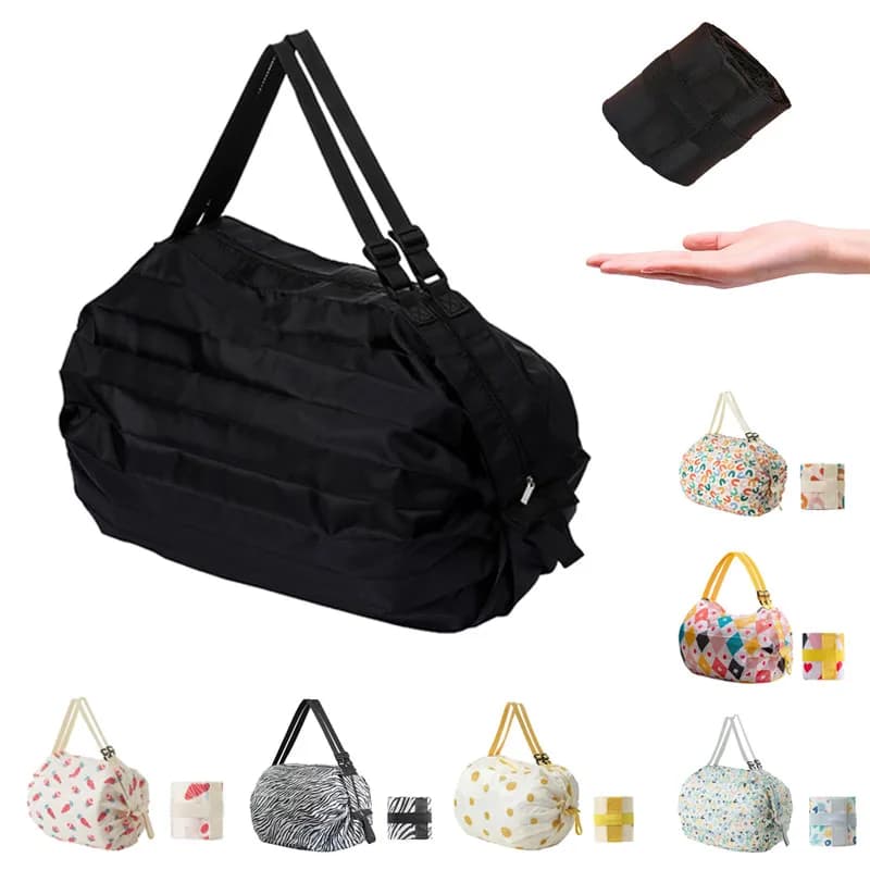 Borsa Shopping Grande Pieghevole Riutilizzabile Eco-friendly per la Spesa, Borsa Portaoggetti da Spiaggia per Giocattoli, Borsa a Tracolla con Stampa Gatto e Limone, Sacchetto Tote