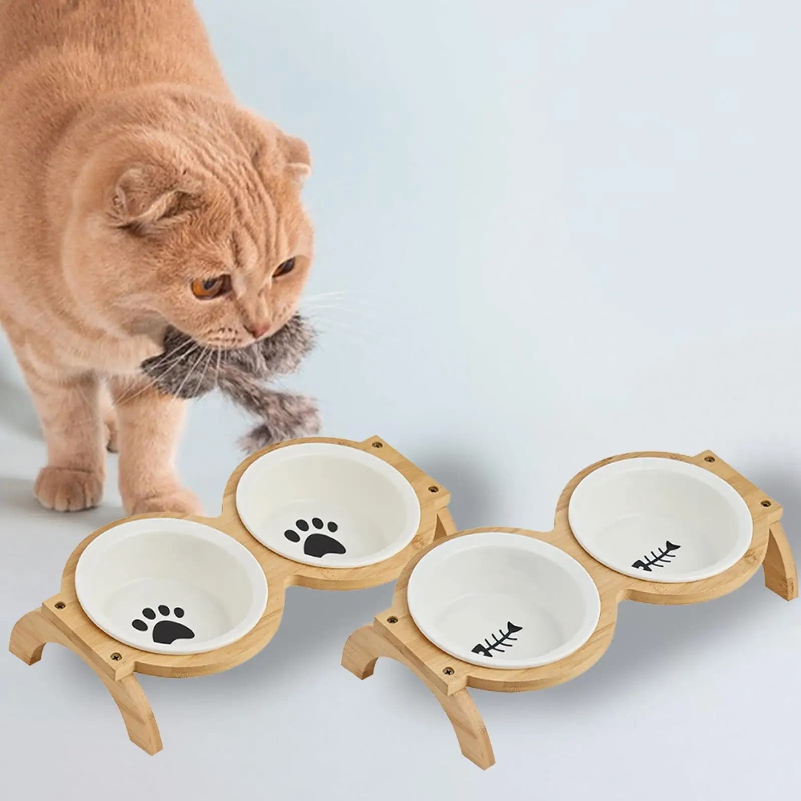 Ciotole in ceramica per gatti rialzate, piatti per cuccioli con stazione di alimentazione rialzata, leggeri, ciotole per gatti Alimentatore per alimenti per animali domestici per cani e gatti