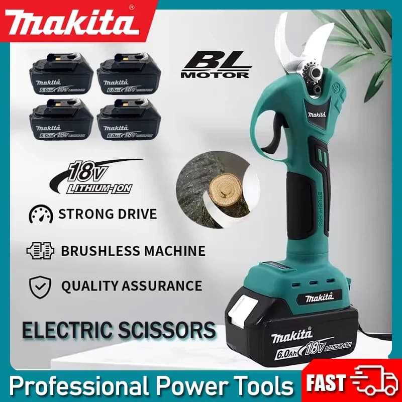 Makita Brushless Electric Power Adapter, 4 Speed, Wireless, for Tree and Shrub Power, Compatible with 18V Battery
