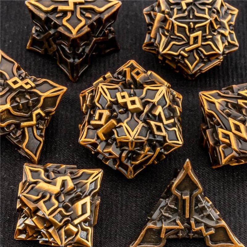 Set di dadi Dungeon e Dragon fatti a mano, set di dadi D&D in metallo DND poliedrico per giochi di ruolo RPG D20 D12 D10 D8 D6 D4