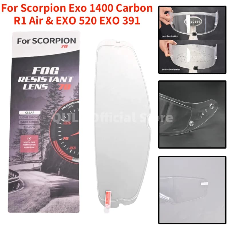 Pellicola antiappannamento R1 per Scorpion exo 1400 Carbon, R1 Air, eso520 exo391 Visiera per casco moto