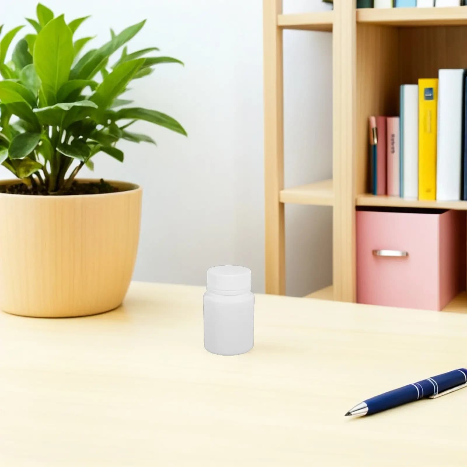 100 Pezzi Flaconi in Plastica Bianca da 50ml, Contenitori Portatili per Pillole con Tappo a Vite Antiperdita, per Integratori, Vitamine e Uso Farmaceutico