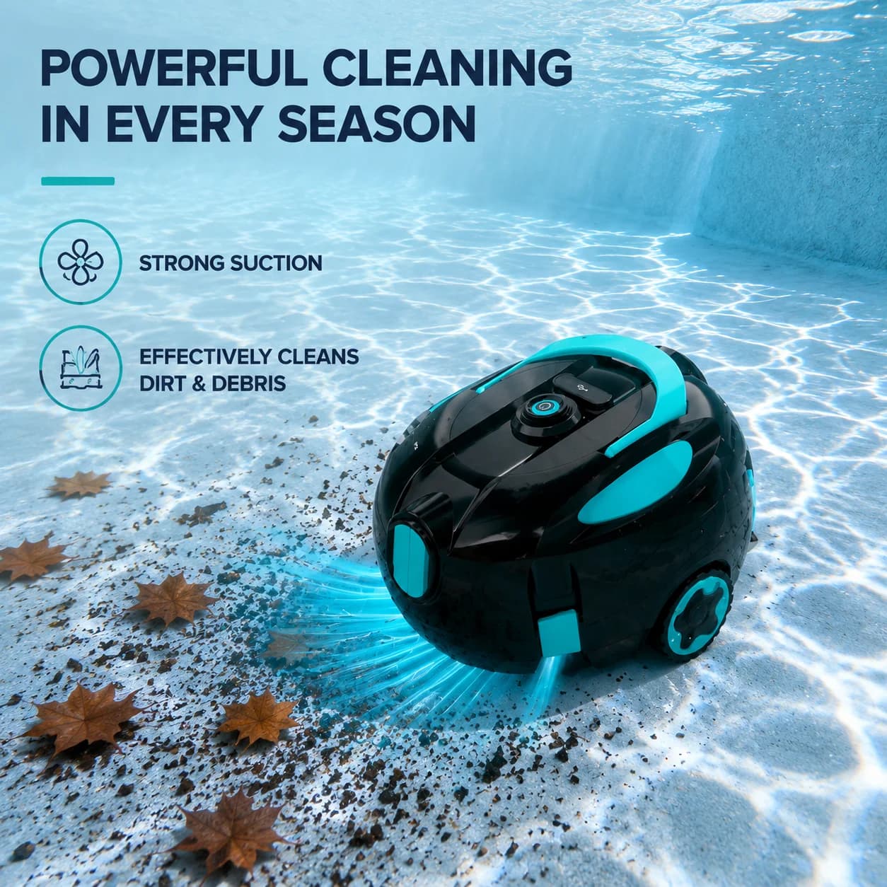 HIXZAP Robotic Pool Cleaner, Cordless Pool Vacuum, Automatic Pool Cleaner; suitable for above-ground and in-ground pools; removes leaves and debris; rechargeable battery; ideal for autumn and winter pool maintenance.