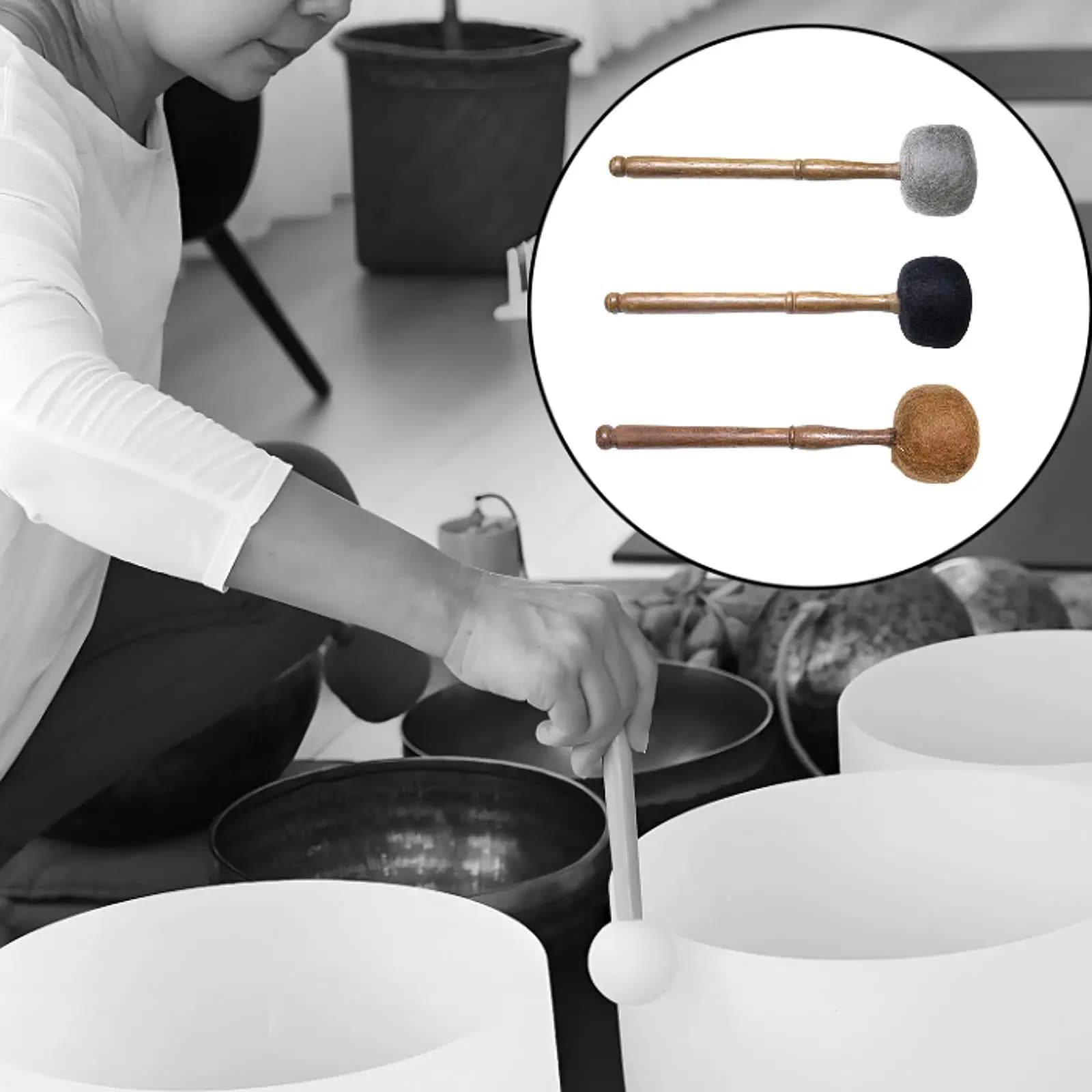 Professional Sound Bowl Mallet Multipurpose Wood Handle Buddhism Chanting Tool