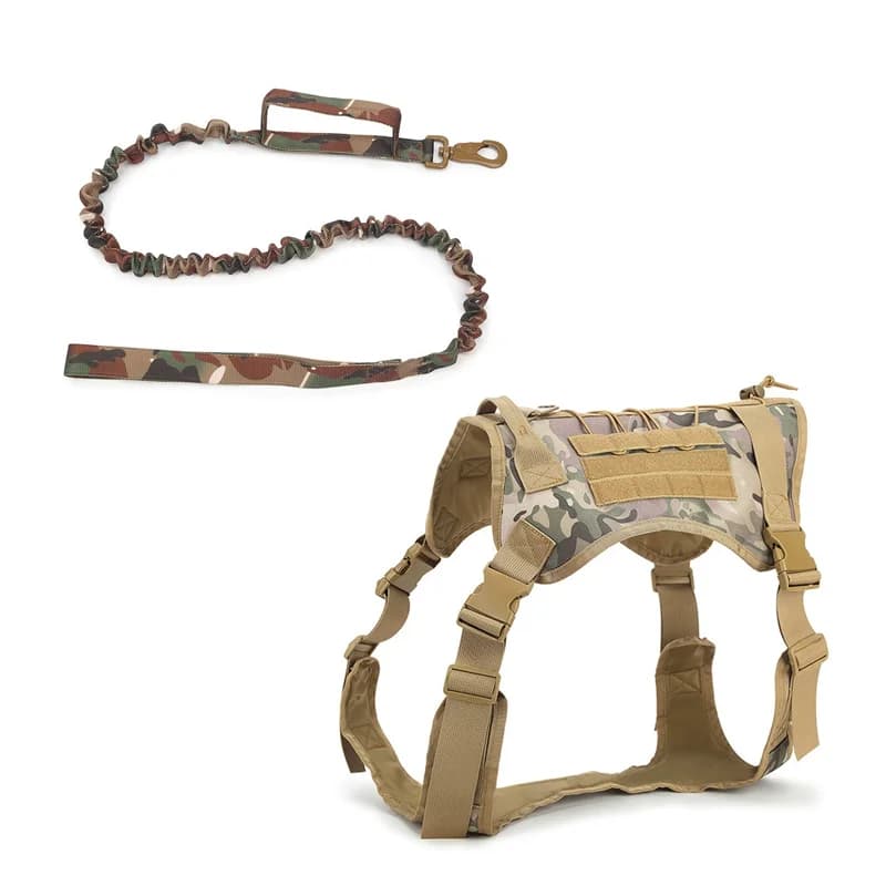 Tactical Dog Harness Leash Set Military No Pull Adjustable Waterproof Nylon Vest for Medium Large Dogs K9 Training Hiking Huntin