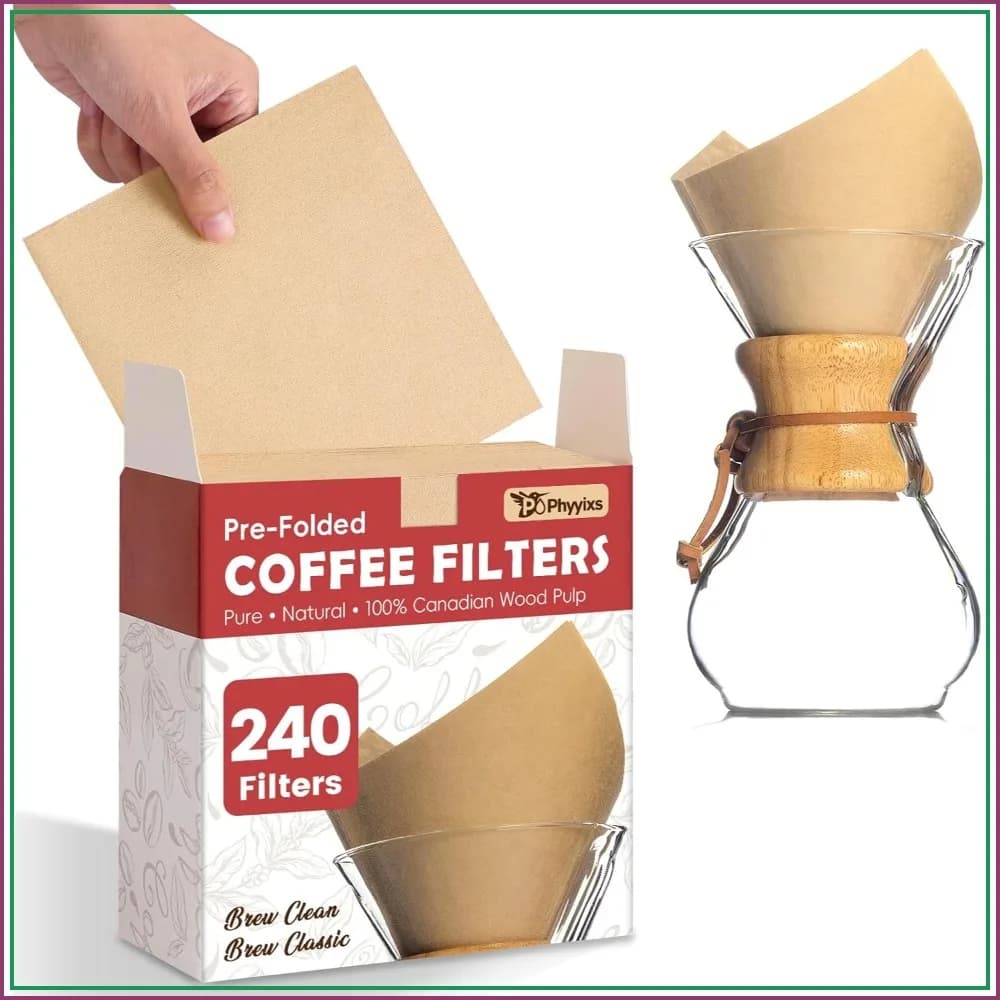 Pre-Folded Unbleached Cone Coffee Filters – Premium Thick Paper, Compatible with Pour-Over Coffee Makers (240 Filters)