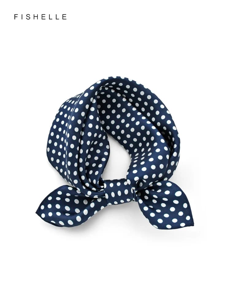 Women's scarf pure silk a polka dot dark blue scarf scarf small hijab wrap scarves spring autumn
