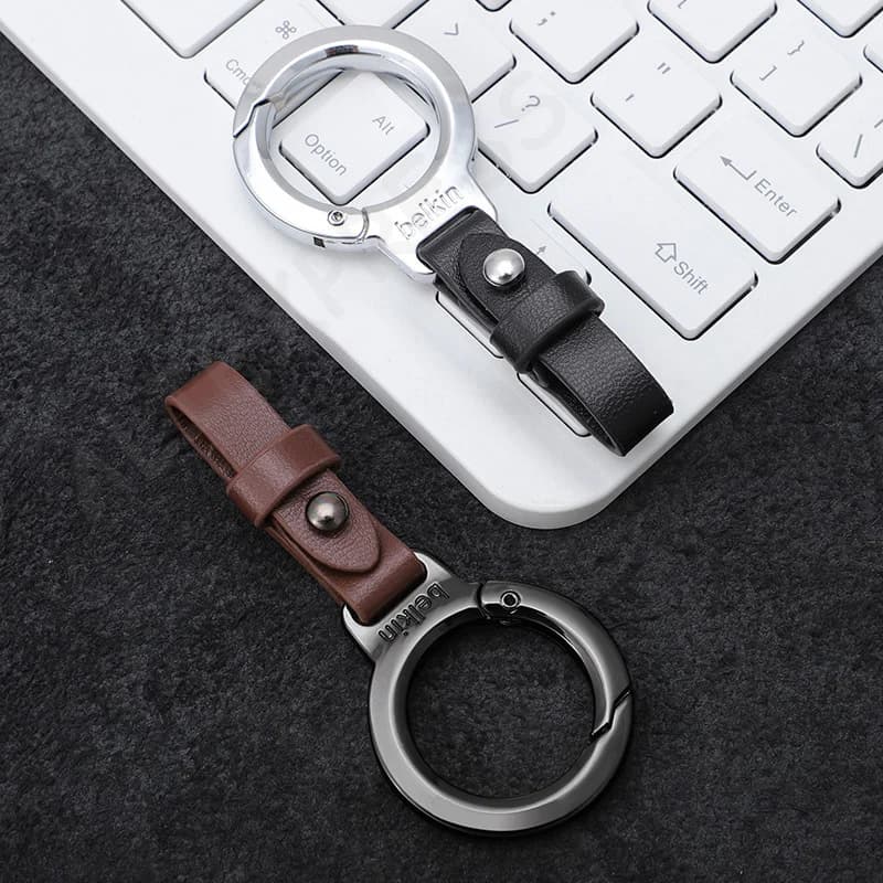 New Custom Leather Anti-theft Keyring with Belt Mosque and Buckle, Keyring Ring Resistant