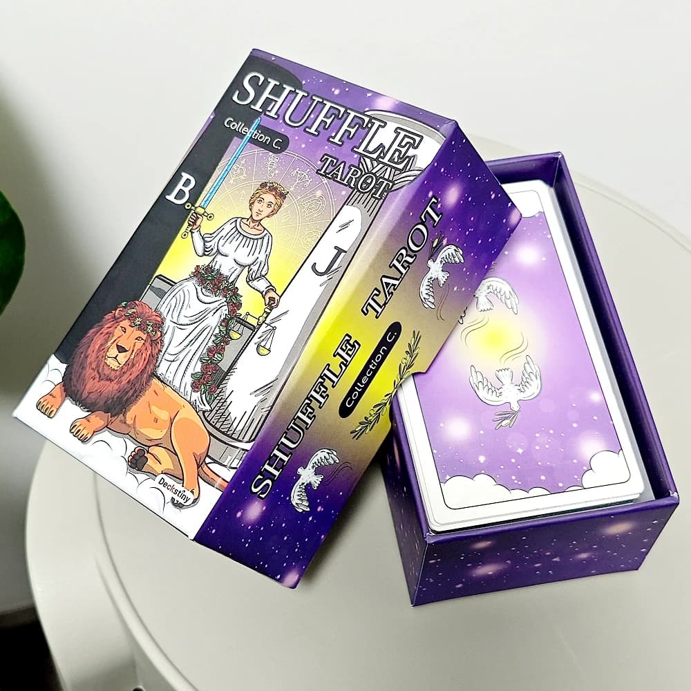Tarocchi Shuffle 12*7 cm Collezione C (86 carte complete A&B con bordi dorati argento) Mazzo di tarocchi Shuffled World of RWS in scatola rigida