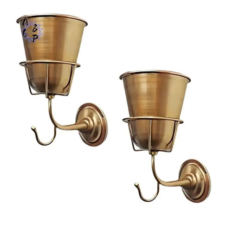 A68P-2Pcs Wall Vase, Iron Wall Planter - Indoor/Outdoor Plant Holder For Live Or Artificial Flowers, Keys And Decorations