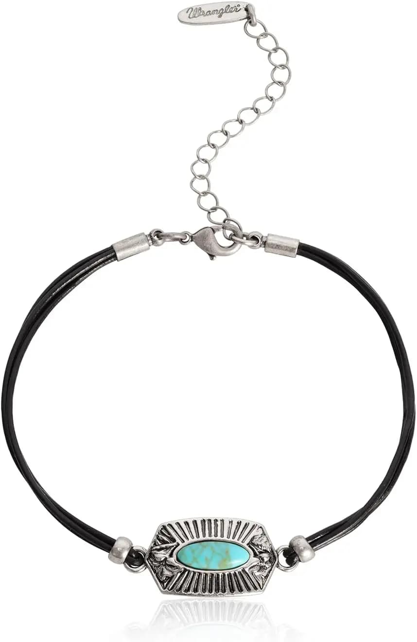 Bracciale con ciondoli Wangler da donna, stile western, con catena in pietra naturale, gioielli delicati