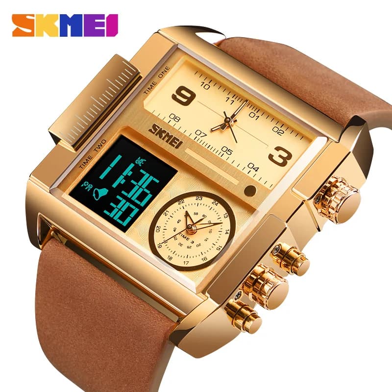 SKMEI Male 3 Time Sporty watch Top Luxury Brand Military Watches For Men Movement Al Quarzo Watches reloj hombre