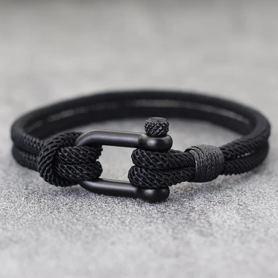 Bracciale da uomo Hiphop con fibbia staccabile in acciaio inossidabile Bracciale avvolgente nautico Filo a doppio strato Bracciale per bicicletta Braslet Herren