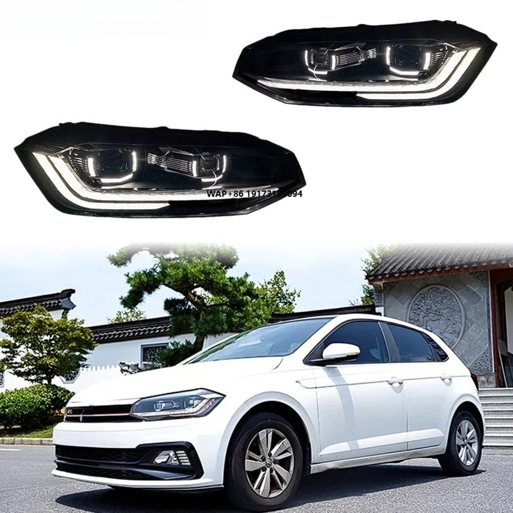 Faro Anteriore Polo Plus 2019-2023 con Lente LED, Aggiornamento Lampada Frontale, Accessori Auto, Vendita Calda, Plug and Play, DRL per