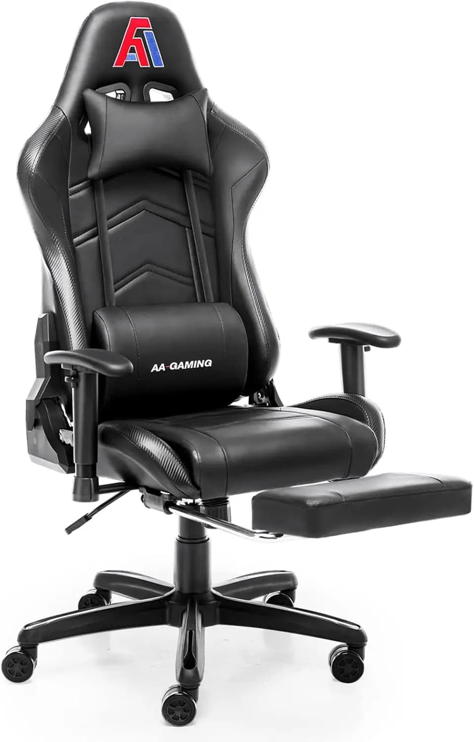 Sedia da Gaming Ergonomica con Schienale Alto, Supporto Lombare Regolabile e Poggiapiedi per Ufficio e Gaming - Nera