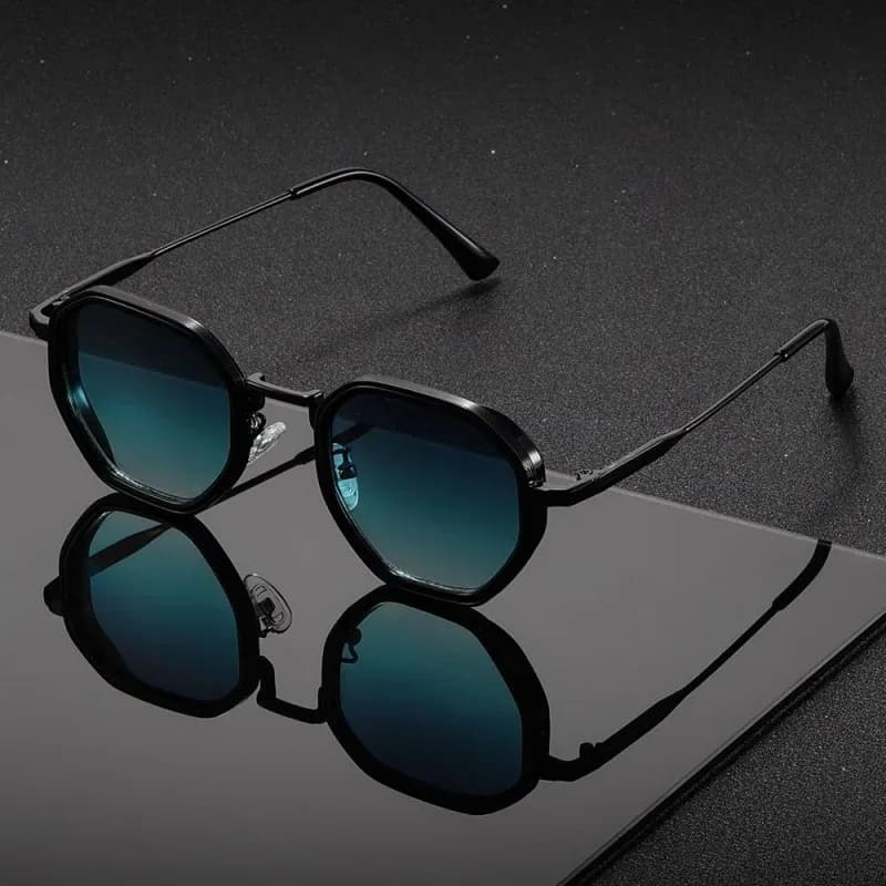1 paio di occhiali da sole unisex rotondi in metallo alla moda, occhiali da sole vintage irregolari punk da uomo, occhiali classici UV400 da uomo e da donna