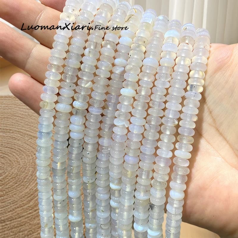 Pietra naturale 5x8mm Rondelle Agata bianca Ruote Perline allentate del distanziatore per la creazione di gioielli Orecchini fai da te Bracciali Pendenti e ciondoli Accessori