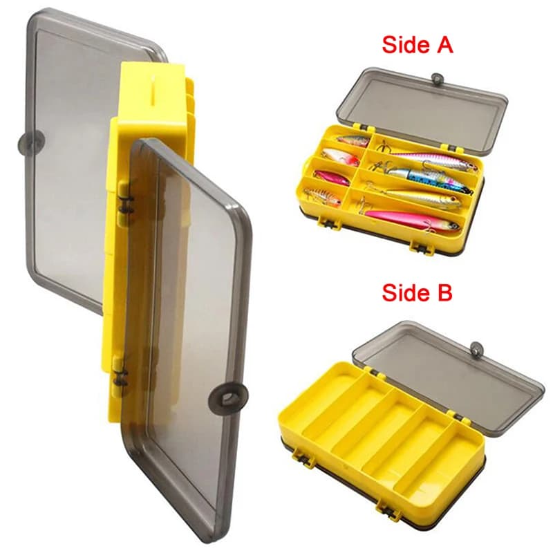 ..1 scatola portatile impermeabile a doppio lato per attrezzatura da pesca, custodia per esche da pesca.