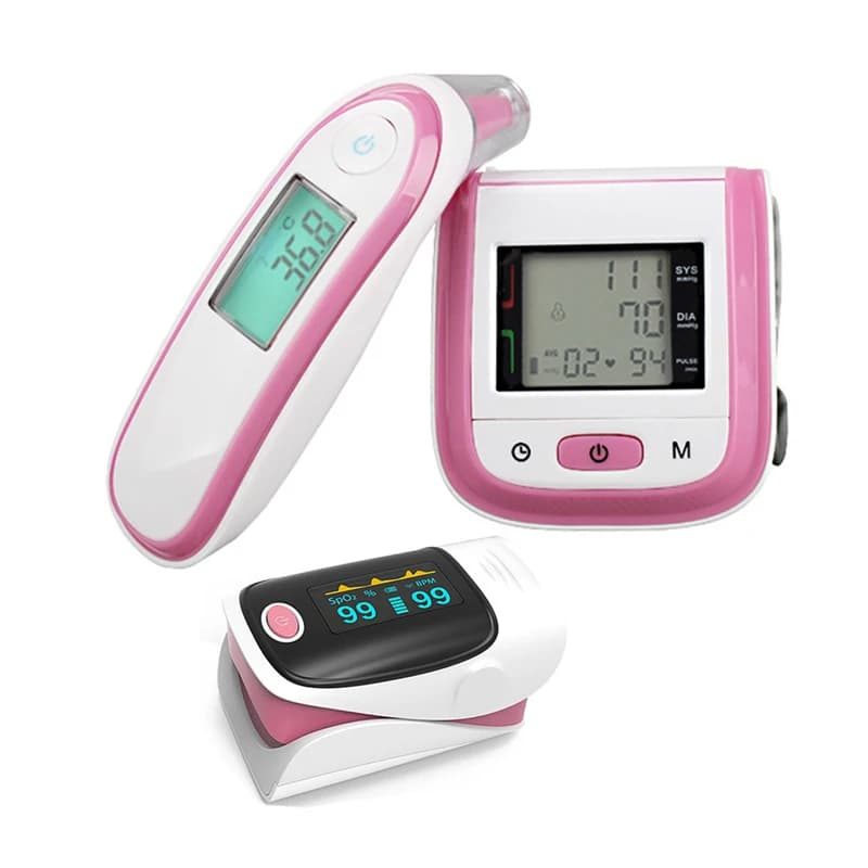 3PCS Pvc Oxygen Pvc Point Pulse Oximeter Children's Thermometer Pulse Pressure Monitor Blood Pressure Gauge for Family Health Tool