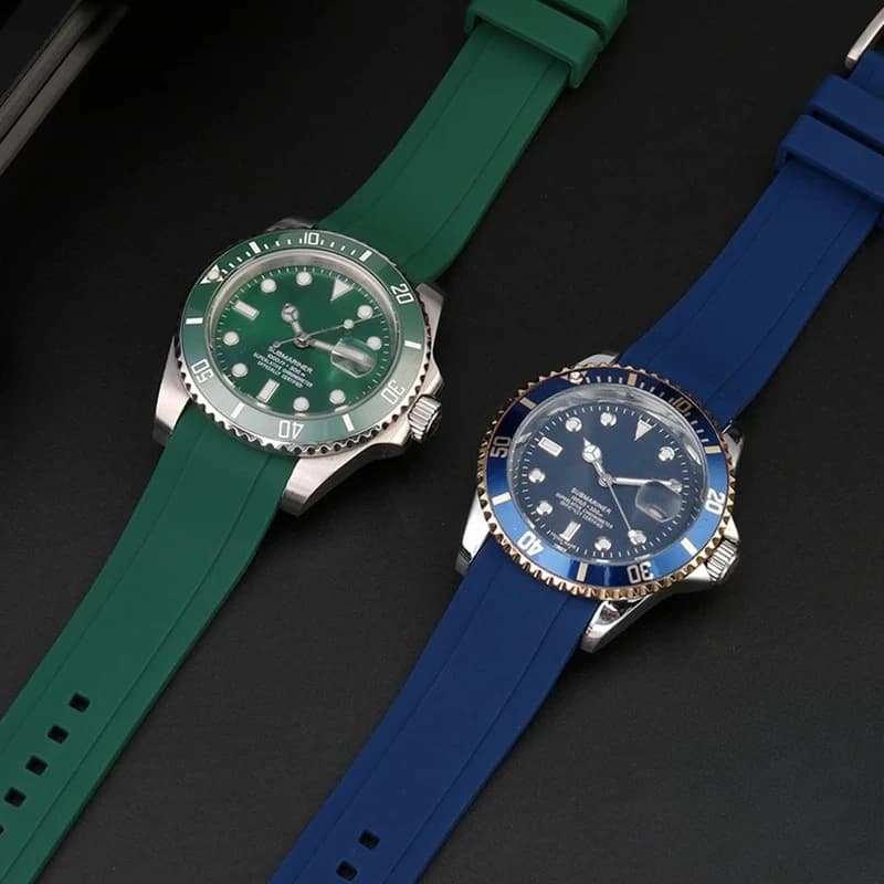 20mm 22mm Curved End Rubber Watch Strap for Seiko for Rolex for Omega for Swatch Silicone Watchband Bracelet Men Sport Wristband