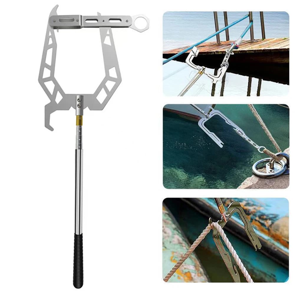 Corda di ormeggio multiuso Gancio per dock Infilatore a lunga distanza in acciaio inossidabile Arresto portatile Nave Accessori per kayak Strumento per barche